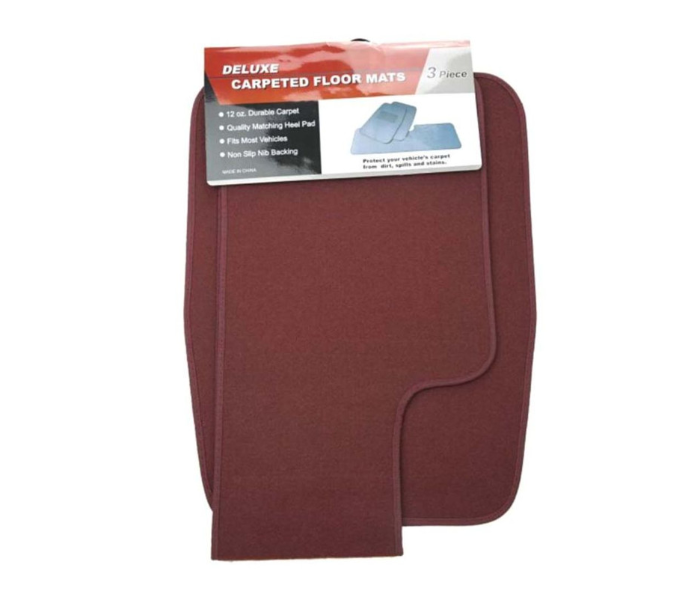 3 Piece Non Slip Car Mat Set - Maroon - Zoom Image