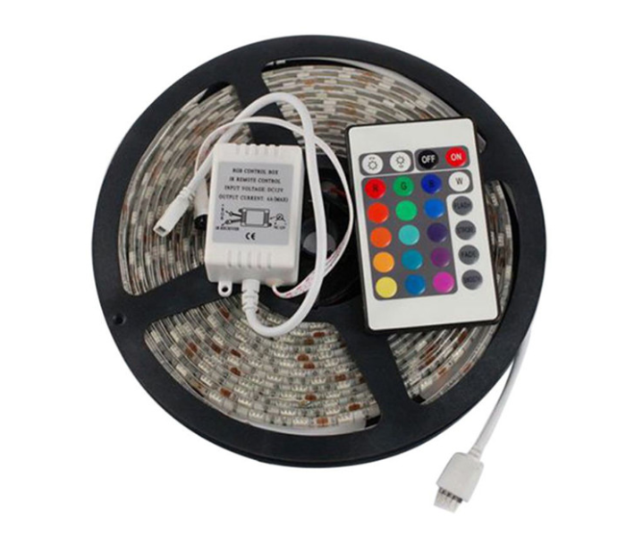 5 Meter Non Waterproof Flexible RGB LED Strip Light With Remote Control - Black and Brown - Zoom Image