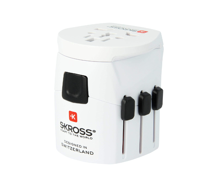 Skross 1-103160 Smallest World Travel Adapter With Ground Plugs - White - Zoom Image