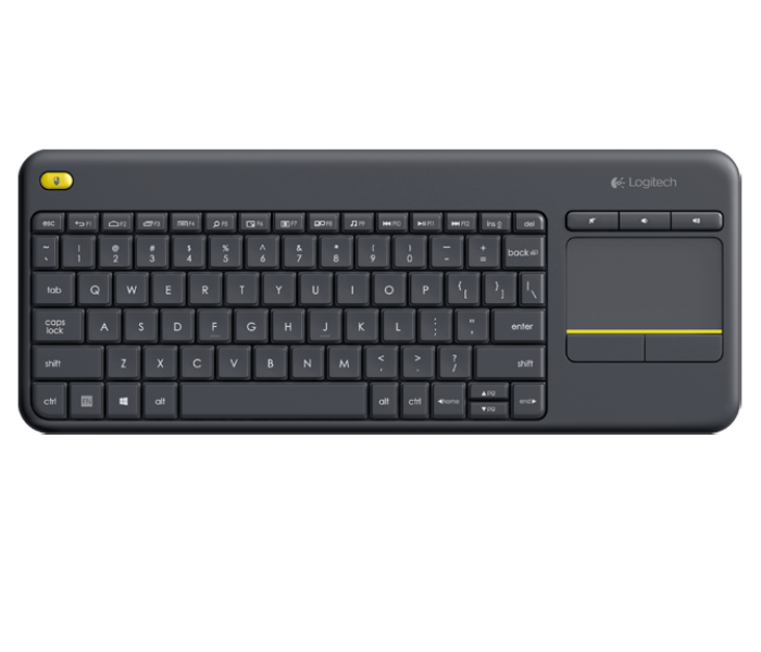 Logitech K400 Plus Wireless Livingroom Keyboard with Touchpad Customizable Windows Android Laptop- Black - Zoom Image 1