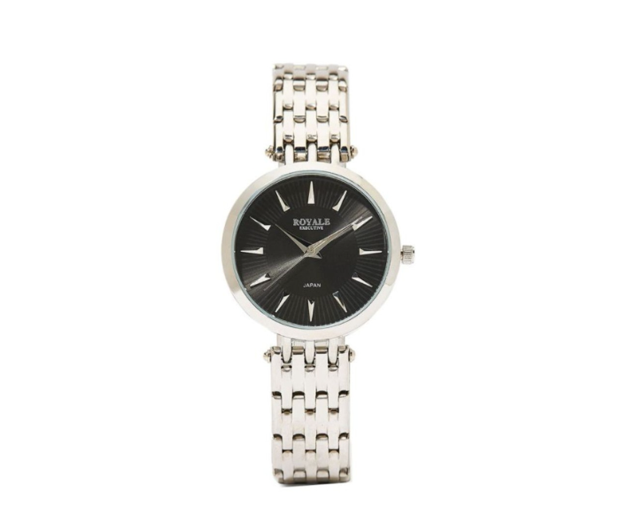 Royale Executive RE073E Metal Analog Quartz Watch For Women - Silver and Black - Zoom Image