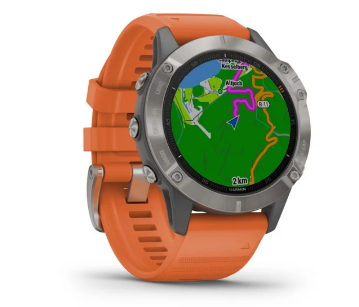 Garmin 010-02158-14 Fenix 6 Sapphire Edition Titanium with Ember Orange Band GPS Smart Watch - Zoom Image 3