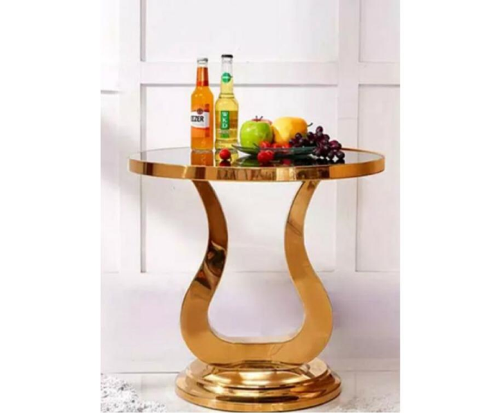 Gold 2 Cartons Plated Side Table with Black Glass Top - Zoom Image