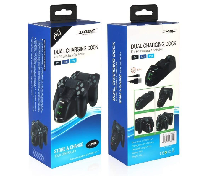 DOBE PS4 Controller Charger Dual Shock 4 Controller Charging Docking Station with LED Light Indicators and Bottom Light for PS4-PS4 Slim-PS4 Pro Controller - Black - Zoom Image 5