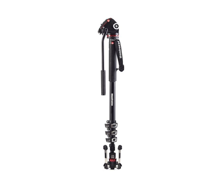 Manfrotto MVMXPROA42W 4 Section Video Monopod 2 Way Head and Fluidtech Base - Black - Zoom Image 3