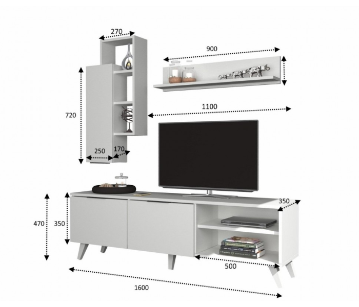 Zen Bench Model TV Table - White and Brown - Zoom Image 2