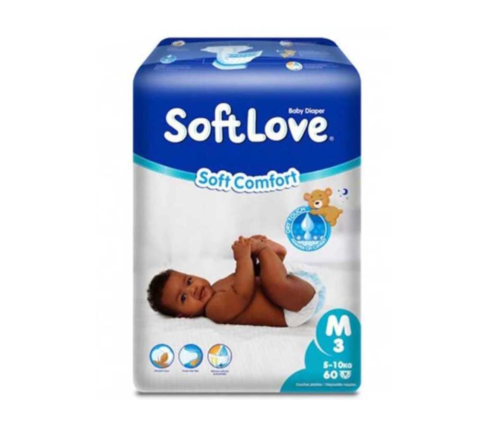 Soft Love 60 Pieces 5 - 10Kg Soft Comfort Diaper Medium - Zoom Image