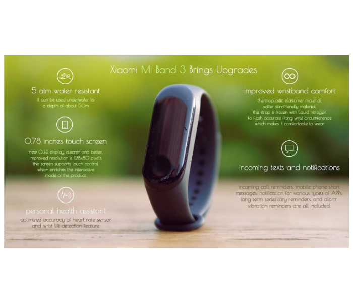 Xiaomi Mi Band 3 Heart-Rate Monitoring Fitness Tracker Global Version - Black  - Zoom Image 4