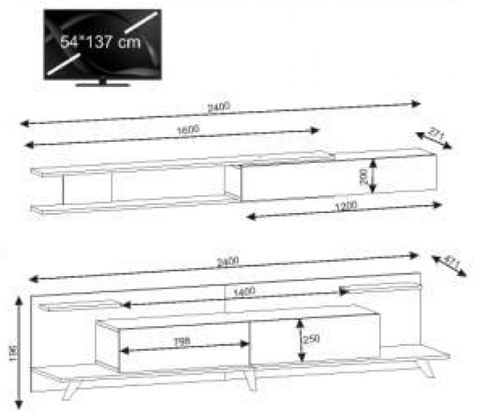 Dore TV Table - White and Brown - Zoom Image 3