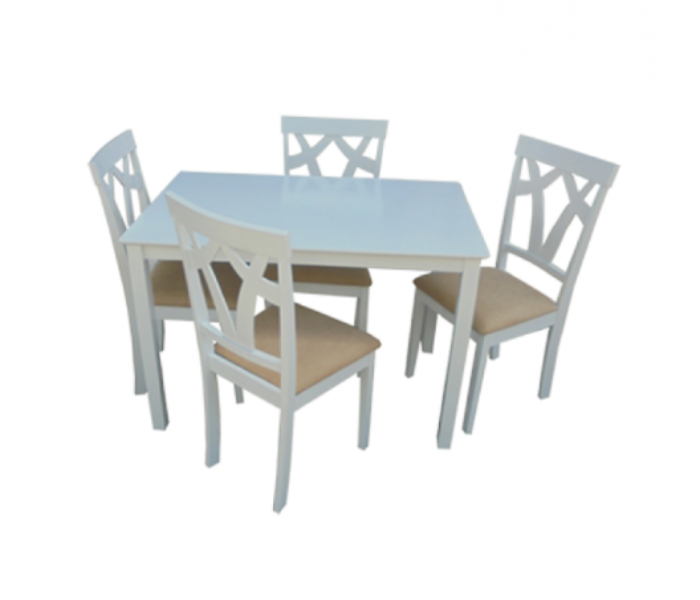 Dining Table With 4 Chairs with Cushion - White - Zoom Image