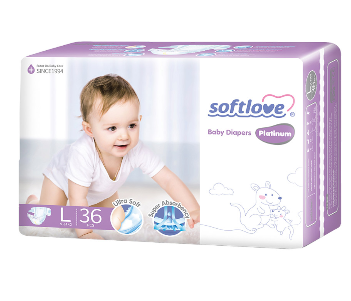 Soft Love 36 Pieces 9-14Kg Platinum Baby Diaper Large - Zoom Image