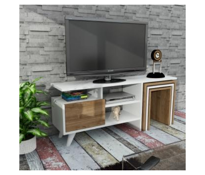 Nature TV Table - White and Beige - Zoom Image 2