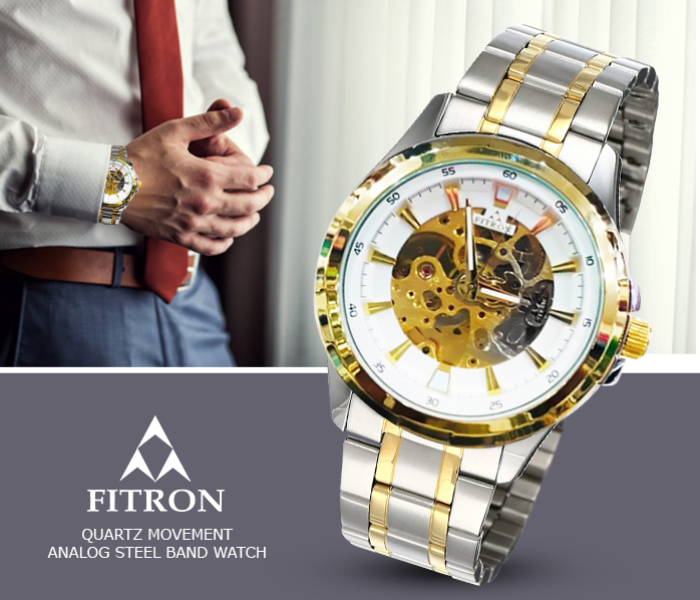 Fitron Quartz Movement Analog Steel Band Watch for Men - Zoom Image