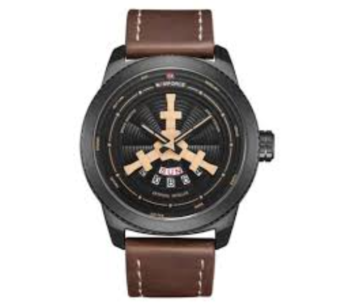 Naviforce 9156 NF9156B/Y/D.BN Men Leather Strap Analog Wrist Watch - Brown - Zoom Image