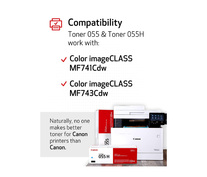 Canon 055 Genuine Toner Cartridge - Cyan - Zoom Image 1