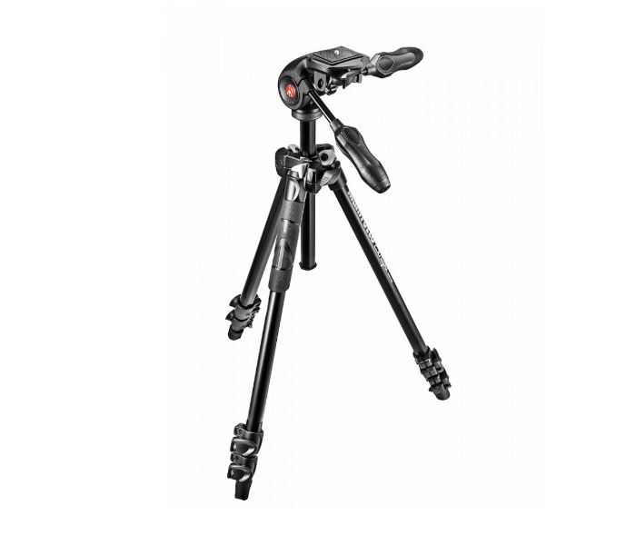 Manfrotto MK290LTA3-3W 290 Light Aluminium 3 Section Tripod Kit with MH293D3 3 Way Head - Black - Zoom Image 1