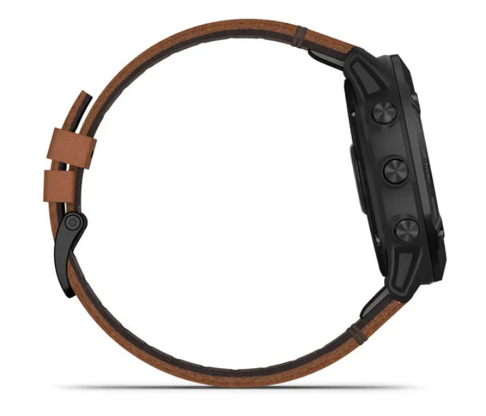 Garmin 010-02157-14 Fenix 6X Sapphire Edition Black DLC with Chestnut Leather Band - Zoom Image 5