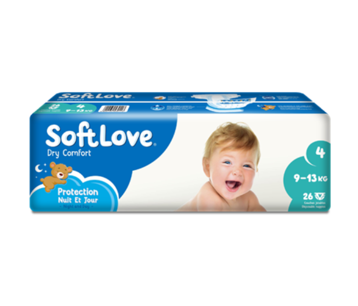 Soft Love 26 Pieces 9-13Kg Dry Comfort Baby Diaper Large - Zoom Image