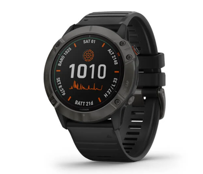 Garmin 010-02157-21 Fenix 6X Pro Edition Solar Ti Carbon Gray DLC with Black Band GPS Smart Watch - Zoom Image 1