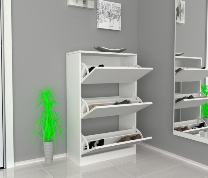 Leys Luxury Shoe Cabinet and Organizer - White - Zoom Image 2