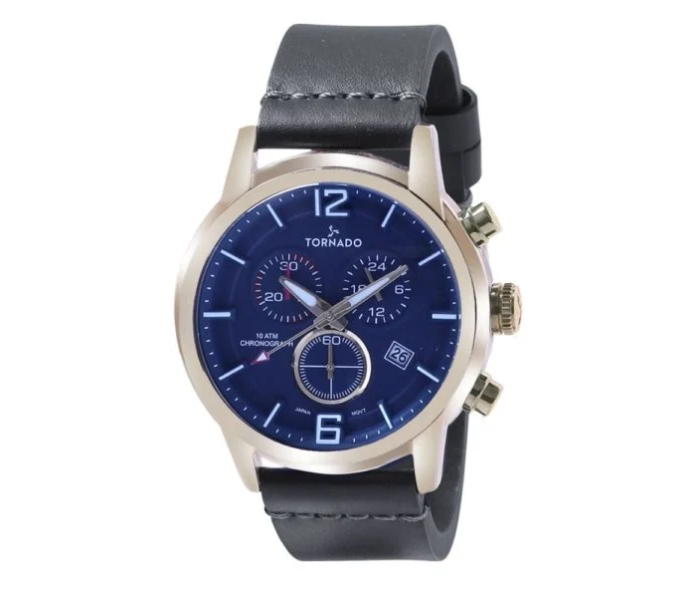 Tornado T8101-GLBL Leather Men Watch - Navy Blue - Zoom Image