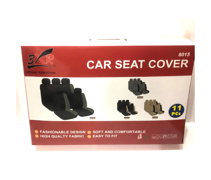 3XR 11 Piece Seat Cover Full Set For Sedan - Black and Beige - Zoom Image 3