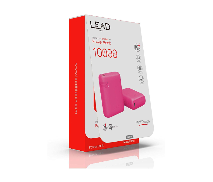 Lead LP01 10000 mAh Mini Power Bank - Pink  - Zoom Image 3