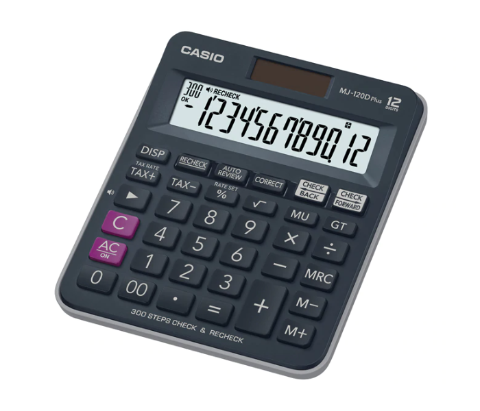 Casio MJ-120DPLUS-BU Mini Desk Type 12 Digits Calculator - Black - Zoom Image