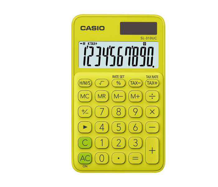 Casio SL-310UC-YG Portable Type 10 Digit Calculator - Yellow Green - Zoom Image