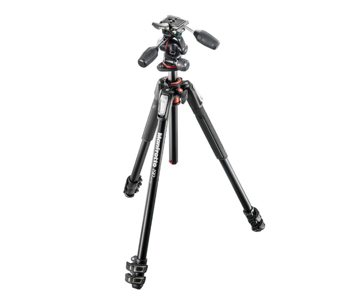 Manfrotto MK190XPRO3-3W 190 Aluminium 3 Section Tripod with Head - Black - Zoom Image