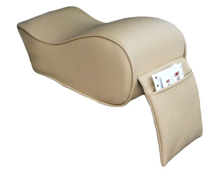 Car Armrest Cushion Universal Fit With Storage Bag for Most Car - Beige - Zoom Image