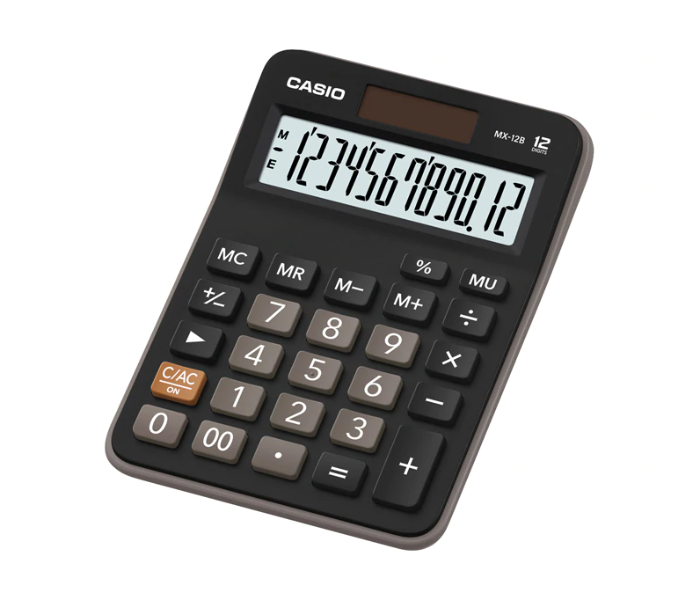 Casio MX-12B-BK Mini Desk Type 12 Digits Calculator - Black - Zoom Image