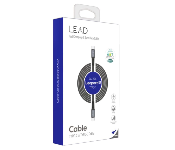 Lead LeoPard S 1.2 Meter Type C Date Sync Charging Cable - Black - Zoom Image 2