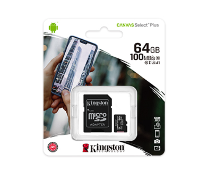 Kingston SDCS64GB 64GB Canvas Select Plus microSD Card with Adapter - Black - Zoom Image 5