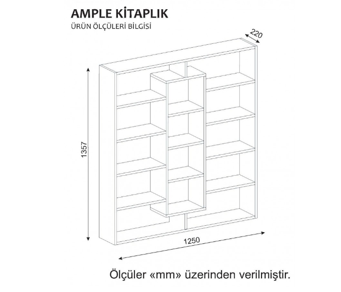 Library Ample Kitaplik Cupboard with 14 Compartments - White - Zoom Image 3