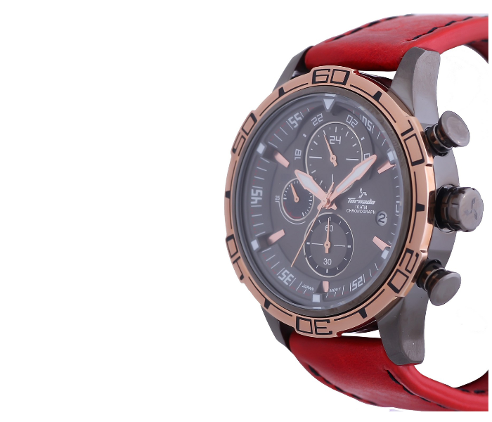 Tornado T5120-XLRXK Quartz Stainless Steel and Leather Casual Watch - Red - Zoom Image 4