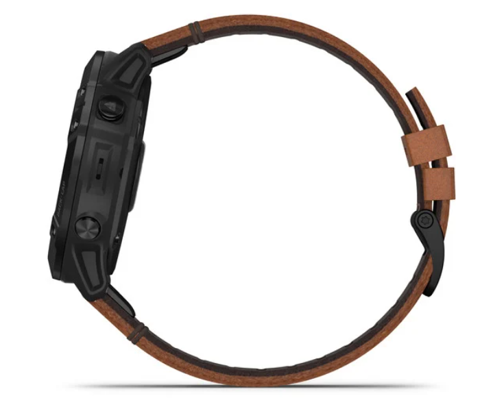 Garmin 010-02157-14 Fenix 6X Sapphire Edition Black DLC with Chestnut Leather Band - Zoom Image 7