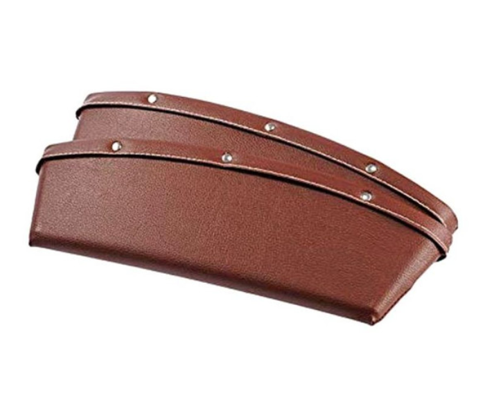 2 Piece Leather Car Seat Organizer Set - Brown - Zoom Image