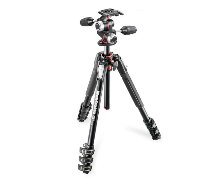 Manfrotto MK190XPRO4-3W 190 Aluminium 4 Section Tripod with Head - Black - Zoom Image