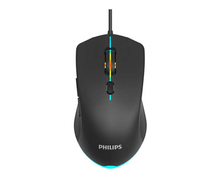 Philips SPK9404 USB Wired Gaming Mouse with Rainbow Backlight and Optical Sensor - Black - Zoom Image 1