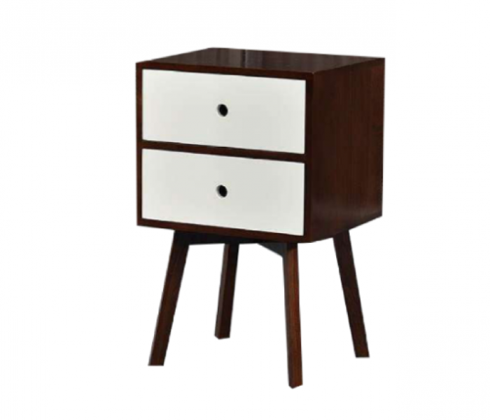 Side Table with 2 Storage Units - White and Brown - Zoom Image