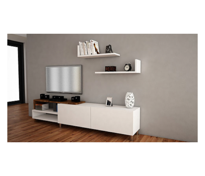 Dizayn TV Table - White and Brown - Zoom Image 2