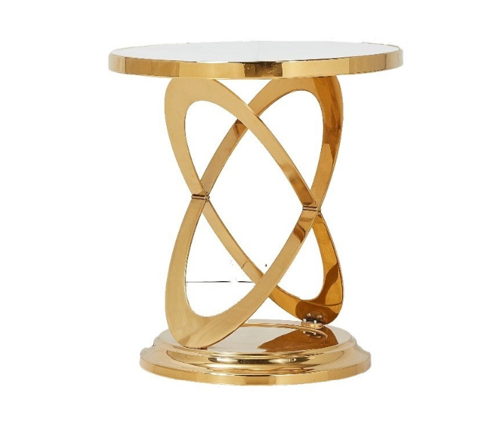 Gold Plated Side Table with Marble Top - Zoom Image 1