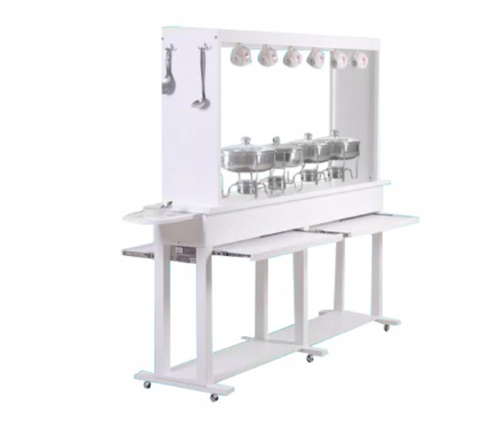 Double Deck Buffet Table with 4 Heaters - White - Zoom Image