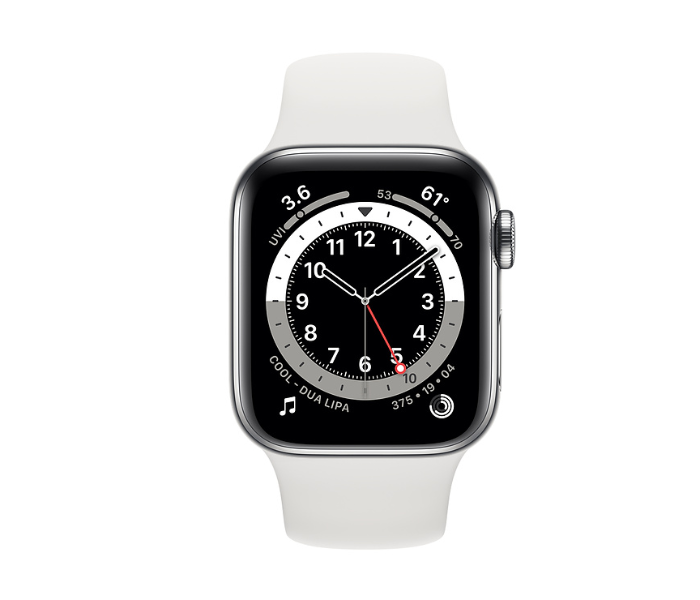 Apple Watch Series 6 M06T3AE GPS and Cellular 40mm Silver Stainless Steel Case with White Sport Band - Zoom Image 2