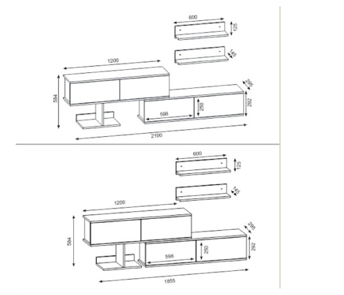 Maximus Movable TV Table - White and Beige - Zoom Image 4