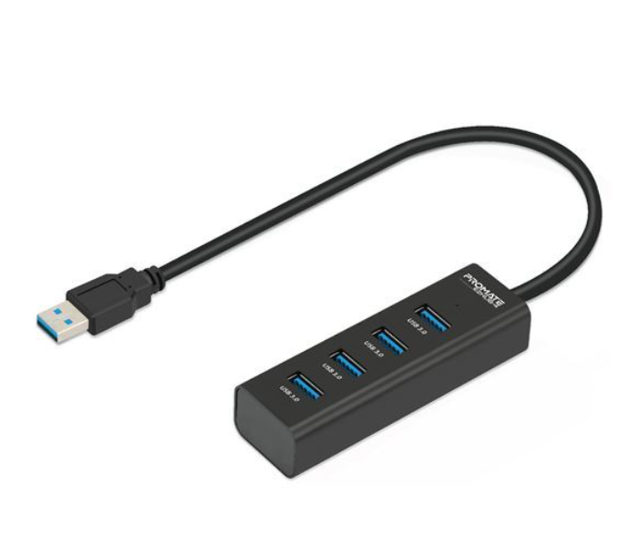 Promate EzHub-4 Ultra-Fast Portable USB-A 3.0 Hub With 4x Charge and Sync Ports - Zoom Image 1