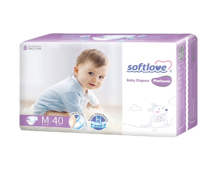 Soft Love 40 pieces 6-11Kg Platinum Baby Diaper Medium - Zoom Image