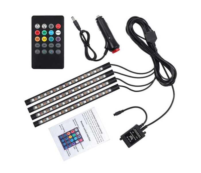 4 In 1 Led Car Internal Light Of 16 Colour With Remote Control - Zoom Image