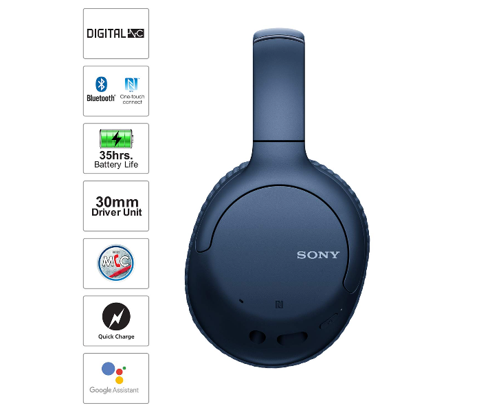 Sony WH-CH710N Wireless Noise Cancelling Headphones - Blue - Zoom Image 2